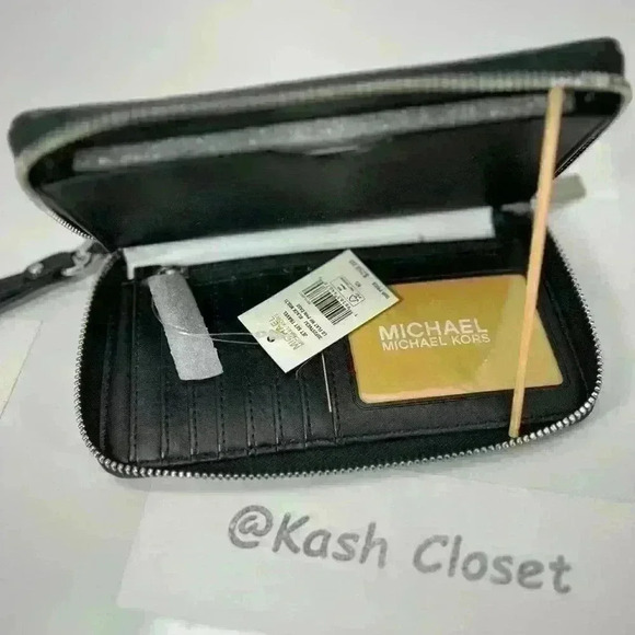 Michael Kors Wristlet JST Large Phone Case Wallet MK Signature Black Multi - Picture 5 of 6